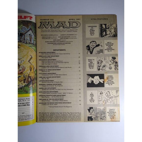 MAD Magazine April 1981 Dressed To Kill That's Incredible Coffee Break TV No 222 - Picture 2 of 6